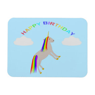 Imán Cumpleaños de la fantasía Unicornio Arcoiris y nub