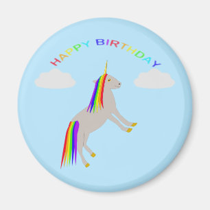 Imán Cumpleaños de la fantasía Unicornio Arcoiris y nub