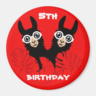 Imán Cumpleaños de las Gemelas de la Llama de la Alpaca
