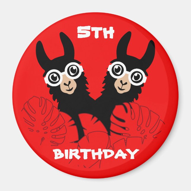 Imán Cumpleaños de las Gemelas de la Llama de la Alpaca (Frente)