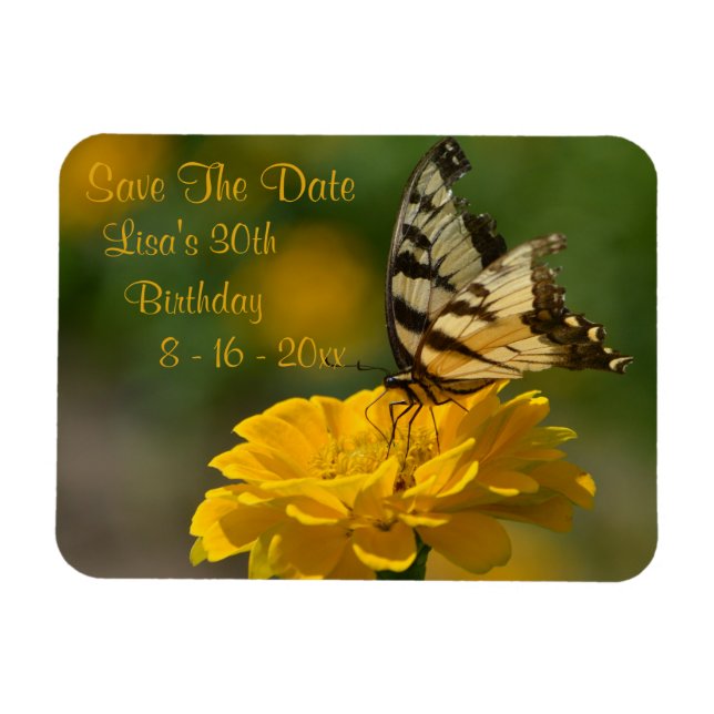 Imán Cumpleaños De Las Mariposas Guardar La Fecha (Horizontal)