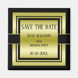 Imán Cumpleaños de los hombres de clase dorada y negra