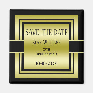 Imán Cumpleaños de los hombres de clase dorada y negra 