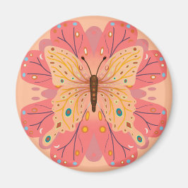 Imán Cumpleaños de Mariposa Melocotón y Rosa