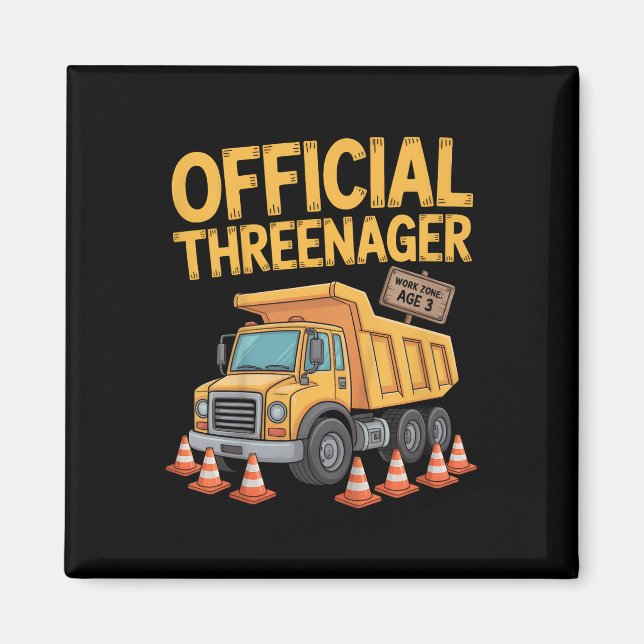 Imán Cumpleaños de niños Niño de tres años Threenager C (Frente)