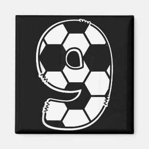 Imán Cumpleaños de niños número 9 de fútbol día de mate