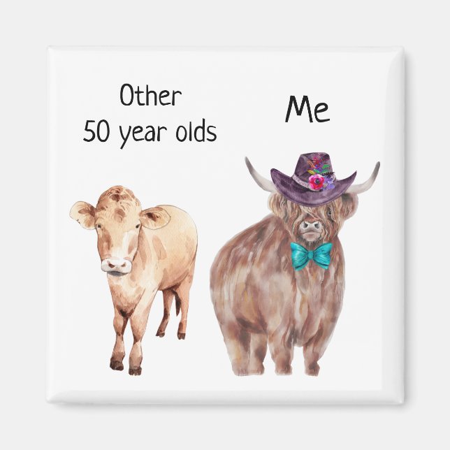Imán Cumpleaños de otros 50 años Vaca de las Tierras Al (Frente)