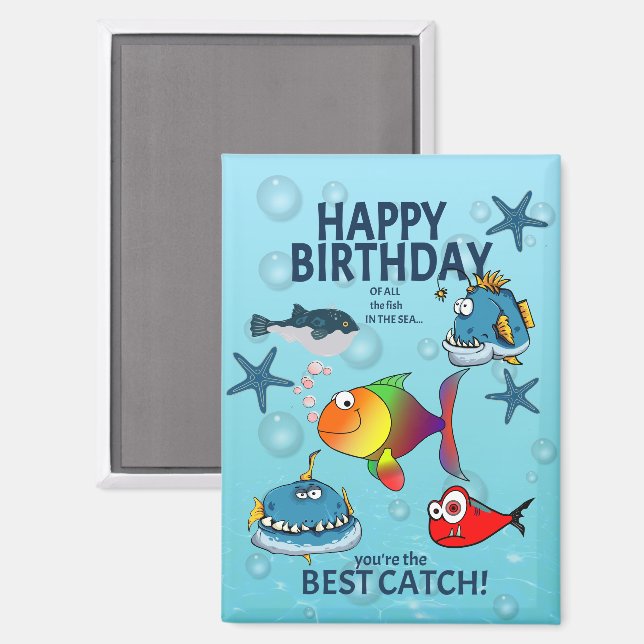 Imán Cumpleaños de pez divertido (Anverso/Reverso)