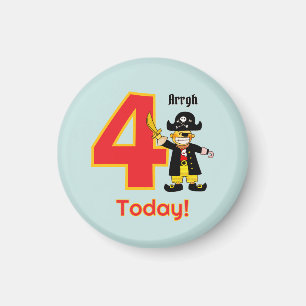 Imán Cumpleaños de pirata lindo de 4 años hoy