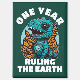 Imán Cumpleaños de un año de dinosaurio bebé