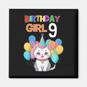 Imán Cumpleaños de un Gato Infantil 9 Chicas de la Fies