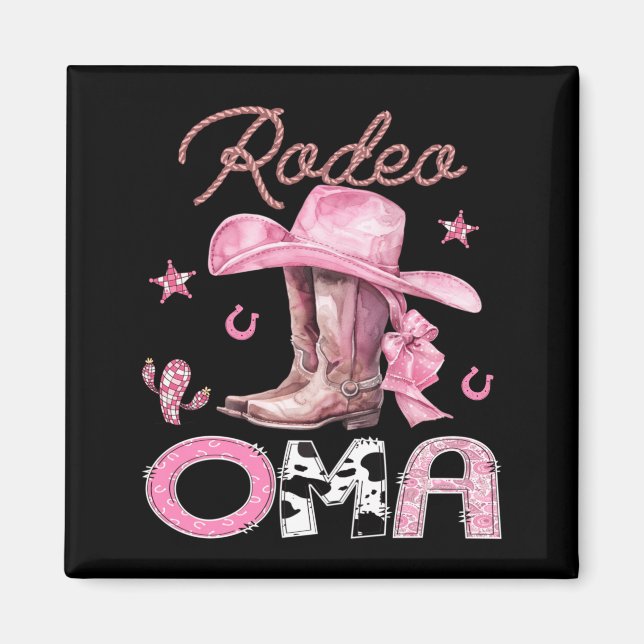 Imán Cumpleaños de vaquera coqueta con botas rosas Rode (Frente)