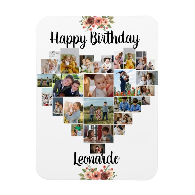 Imán Cumpleaños del guión personalizado del Collage de  (Vertical)