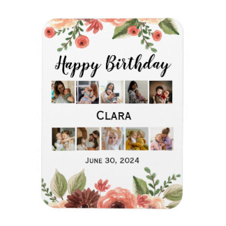 Imán Cumpleaños del guión personalizado del collage de 