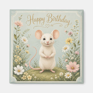 Imán Cumpleaños del Jardín del Ratón Suave