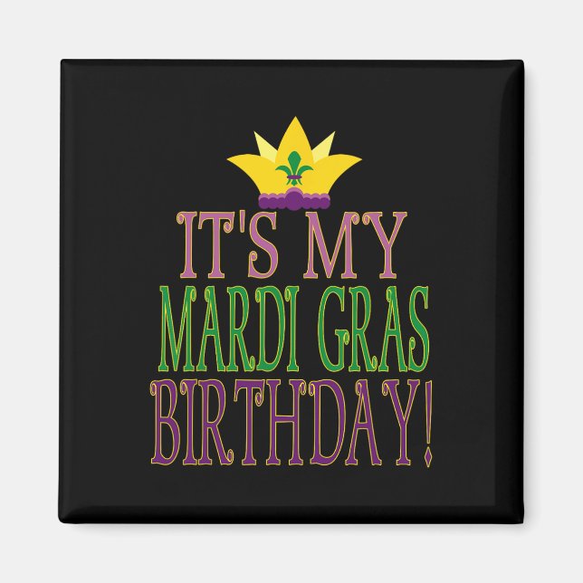 Imán Cumpleaños del Mardi Gras - Tema Fiesta del Mardi  (Frente)