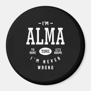 Imán Cumpleaños del nombre personalizado de Alma