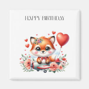 Imán Cumpleaños del piloto de zorro lindo