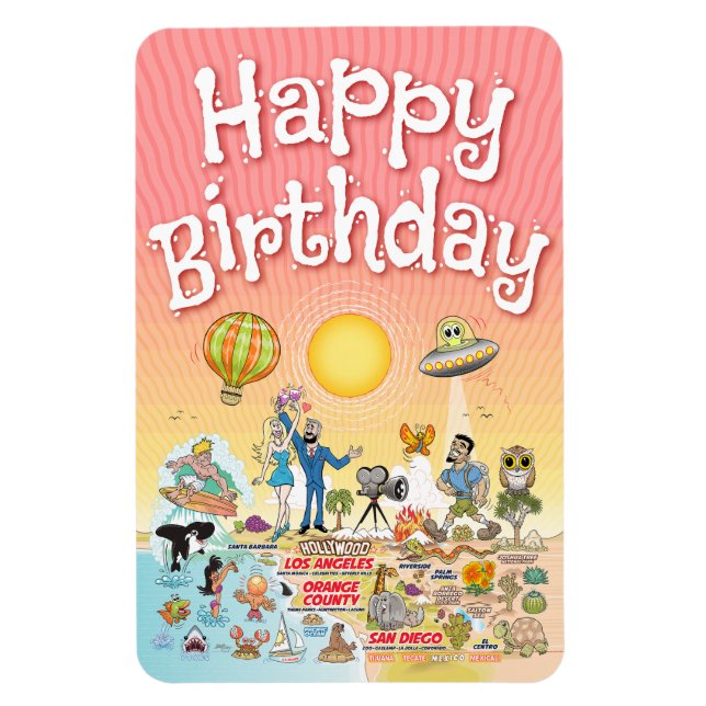 Imán Cumpleaños del Sur de California (Vertical)