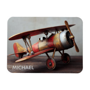 Imán Cumpleaños Divertido Avión Vintage Personalizado
