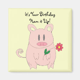 Imán Cumpleaños divertido de cerdito