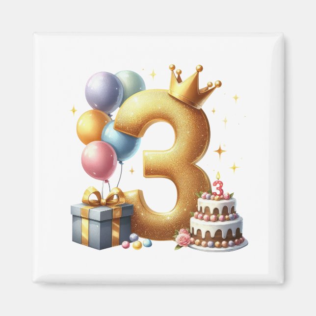 Imán Cumpleaños dorado 3 (Frente)