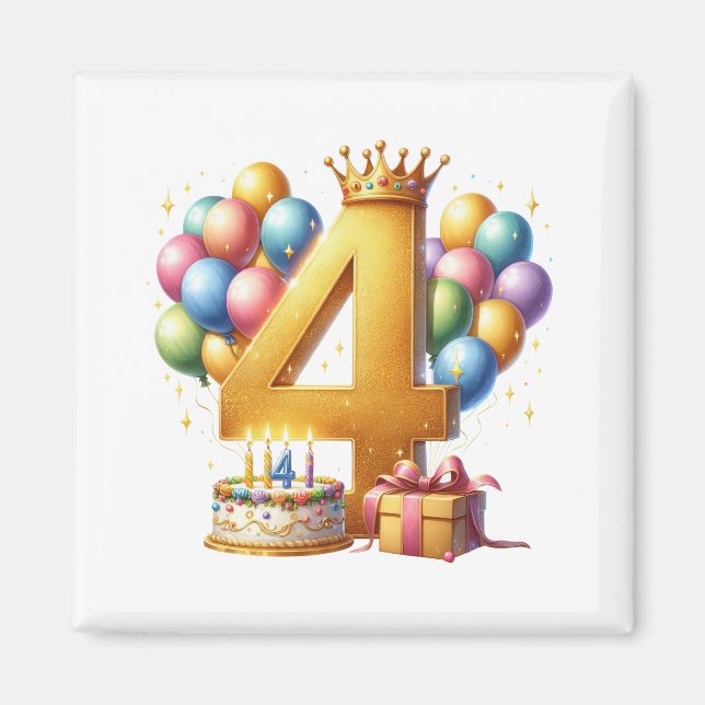 Imán Cumpleaños dorado 4 (Frente)