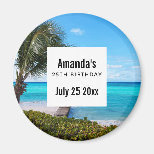Imán Cumpleaños en una Hermosa Playa Tropical