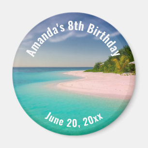 Imán Cumpleaños Escénico de Playa Tropical Océano Acuam