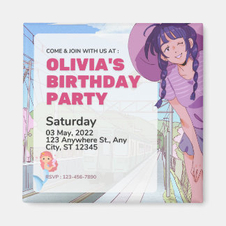 Imán cumpleaños feliz con tarjeta de personalizado