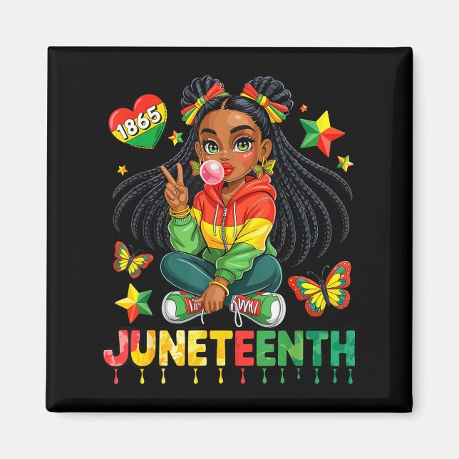Imán Cumpleaños Feliz Coquette Juneteenth 1865 Niñas Ni (Frente)