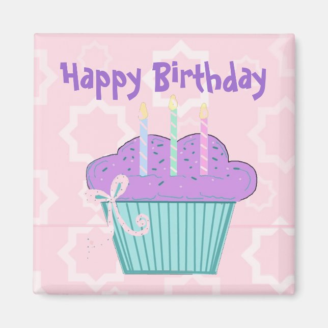 Imán Cumpleaños Feliz Cupcake (Frente)