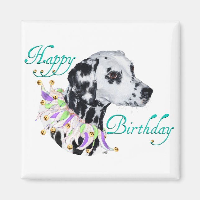 Imán Cumpleaños Feliz Dálmata (Frente)