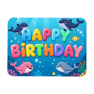 Imán Cumpleaños feliz delfín náutico lindo