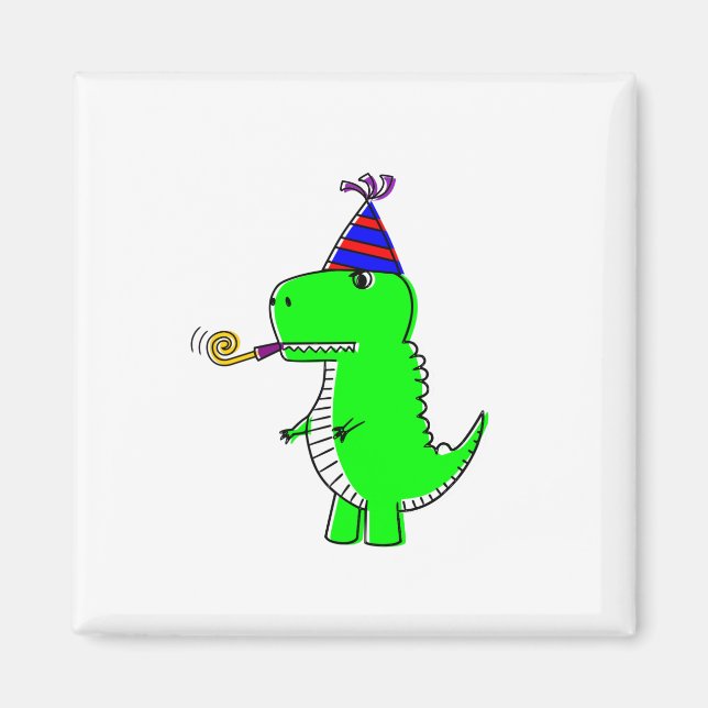 Imán Cumpleaños Feliz Dinosaurio Adorable (Frente)