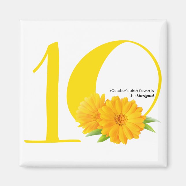 Imán cumpleaños feliz: flor de nacimiento de octubre Ma (Frente)