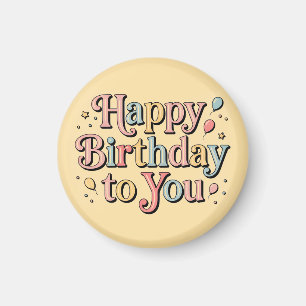 Imán Cumpleaños Feliz Retro Pastel para Ti Saludo