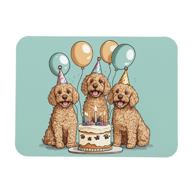 Imán Cumpleaños Goldendoodle Perros (Horizontal)