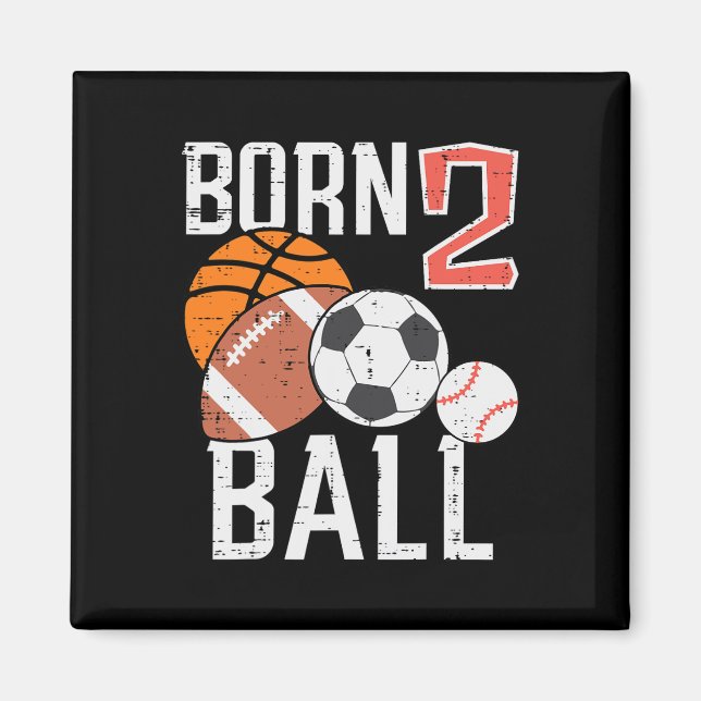 Imán Cumpleaños Niño Baloncesto Fútbol 2º Cumpleaños Ni (Frente)