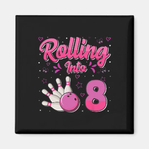 Imán Cumpleaños niño niña Bowling rodando en 8 divertid