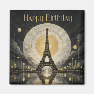 Imán Cumpleaños París Torre Eiffel Deco Dorado