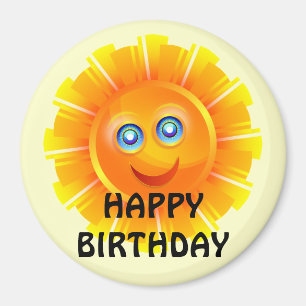 Imán CUMPLEAÑOS: Pegatina de cumpleaños de sol