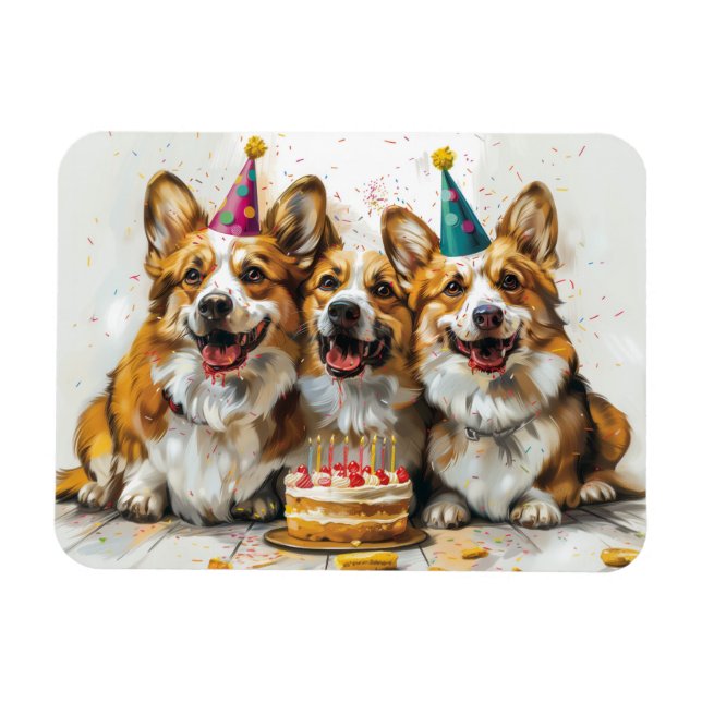 Imán Cumpleaños Pembroke Welsh Corgi Dogs (Horizontal)