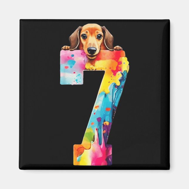 Imán Cumpleaños Perro 7 Años Dachshund (Frente)