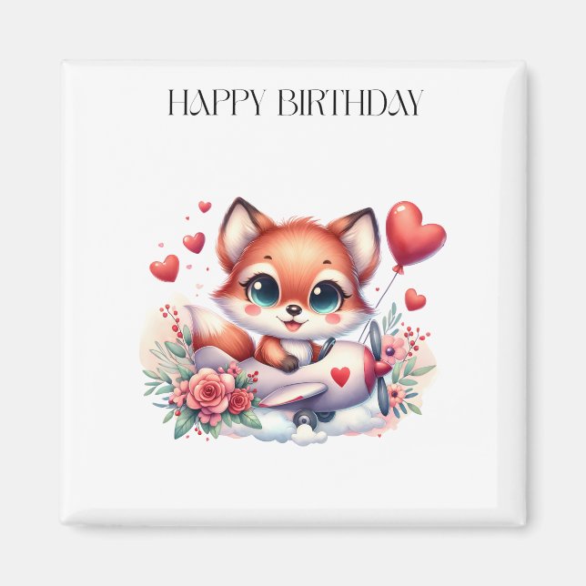 Imán Cumpleaños piloto zorro (Frente)