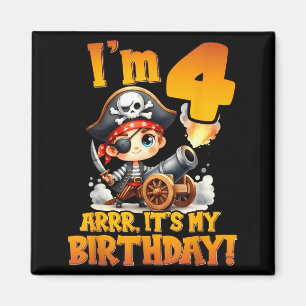 Imán Cumpleaños pirata cuatro Cumplo 4 Arrr Es mi cumpl