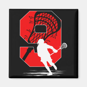 Imán Cumpleaños Temático de Lacrosse para Niño de 9 Año