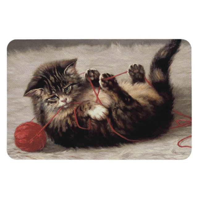 Imán Cuna de gato, bola de yarn de gato (Horizontal)