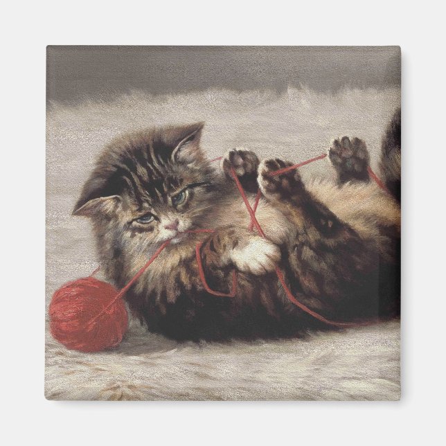 Imán Cuna de gato, bola de yarn de gato (Frente)