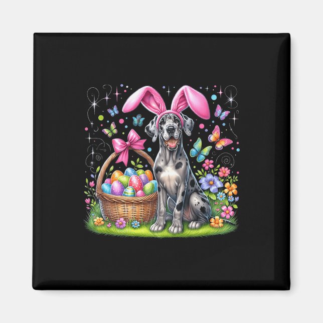 Imán Cunco lindo conejito gran perro de perro de pascua (Frente)